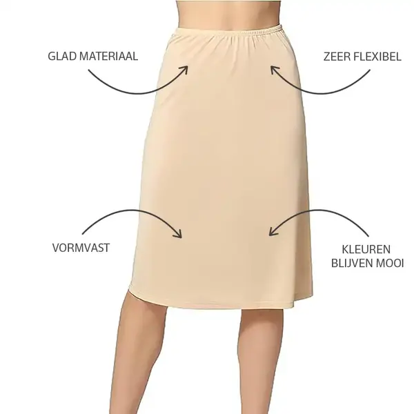 J&C lange onderrok dames 65cm  - Jupon - Wit - Zwart - Huidskleur J&C lange onderrok dames 65cm  - Jupon - Wit - Zwart - Huidskleur