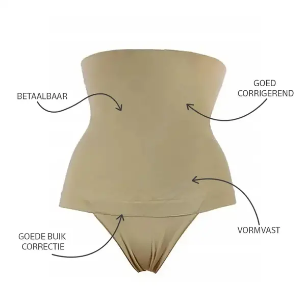 J&C  corrigerende stringband - buikcorrectie - Shapewear buik - zwart - beige