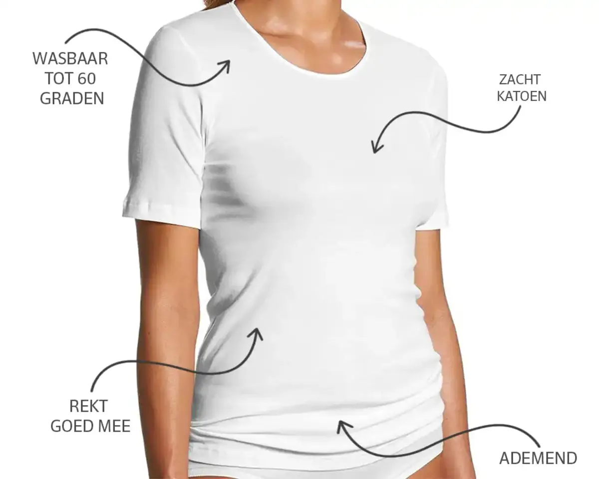 HL-tricot dames T-shirt korte mouw Timeless - 100% katoenen vrouwen ondershirt - Naadloos