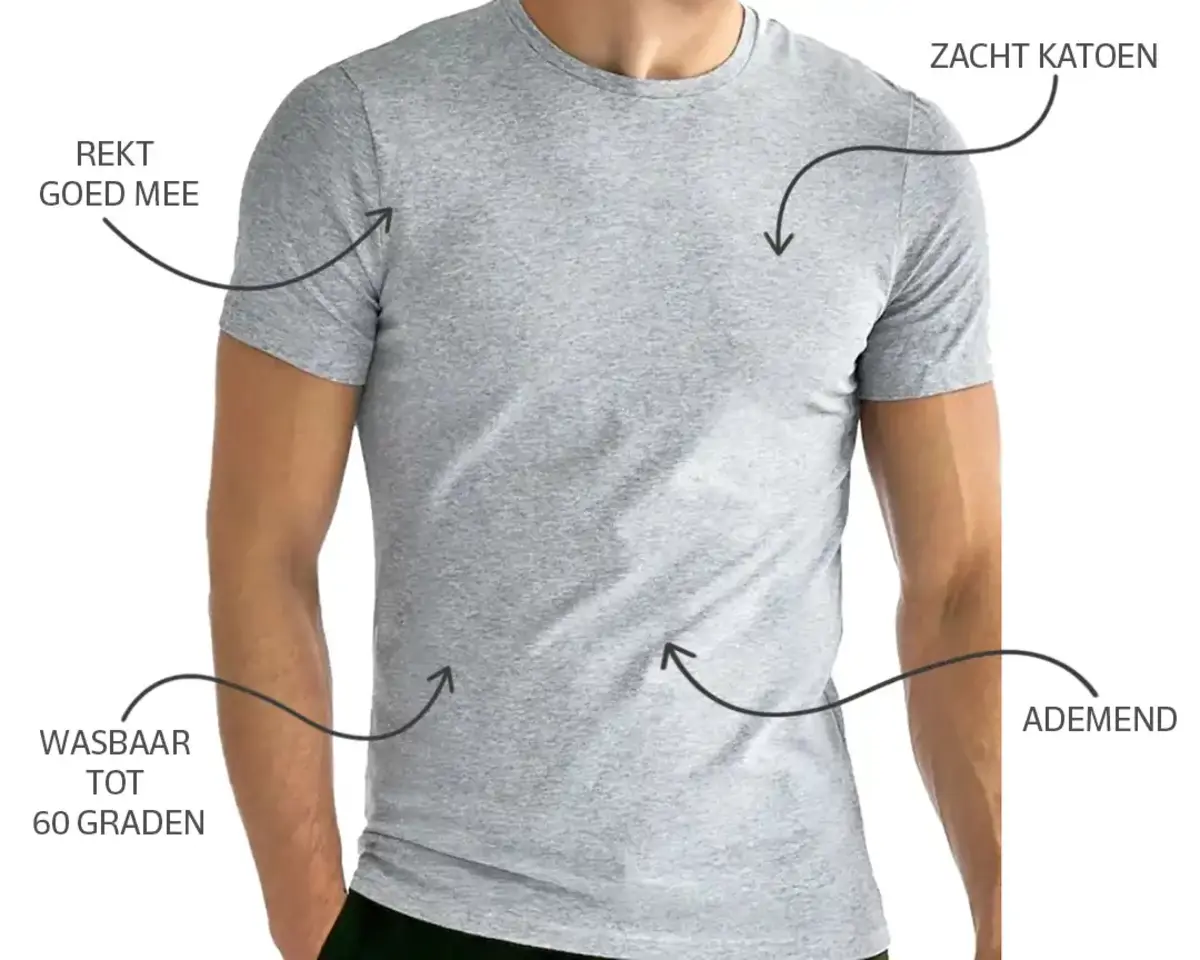 HL-tricot heren T-shirt korte mouw - 100% Katoenen heren ondershirt - Mannen ondergoed