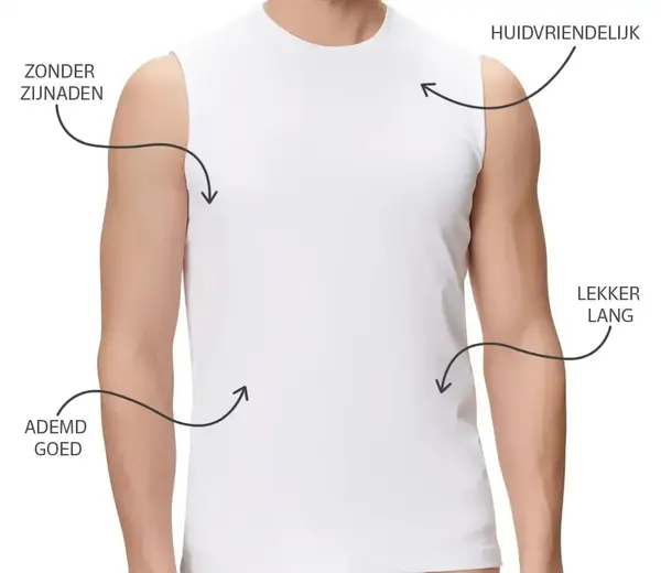 HL-tricot mouwloos shirt heren - 100% katoen - Ondershirt zonder mouwen wit - Mannen HL-tricot mouwloos shirt heren - 100% katoen - Ondershirt zonder mouwen wit - Mannen