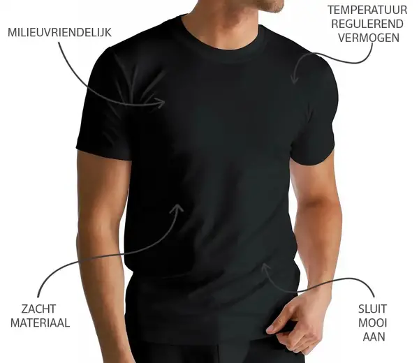 Boru Bamboo heren T-shirt korte mouw  - Bamboe ondershirt mannen - Ronde hals Boru Bamboo heren T-shirt korte mouw  - Bamboe ondershirt mannen - Ronde hals