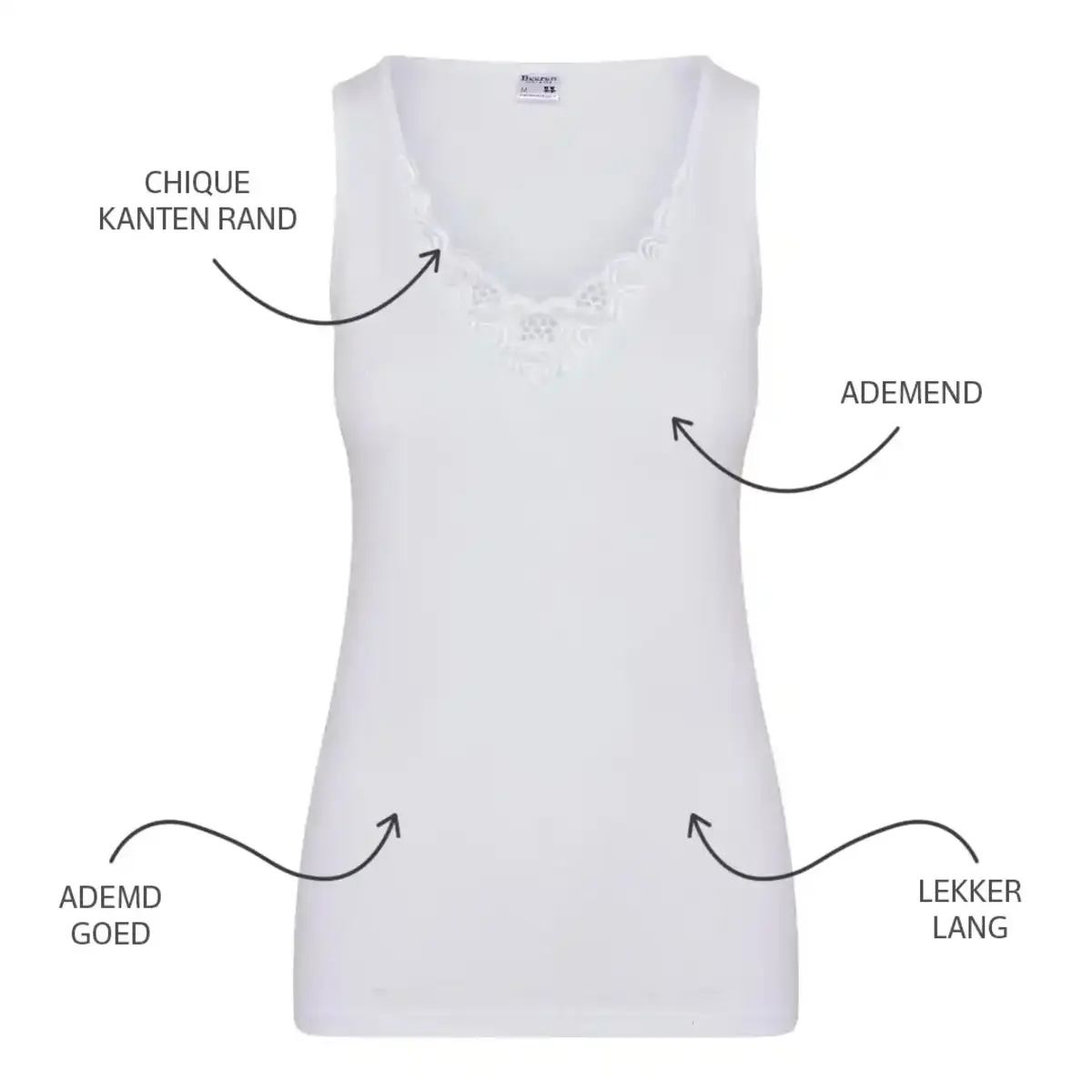 Beeren dames spencer Beatrix - Katoen - Hoge rug - Katoenen onderhemd - Brede bandjes - Naadloos Beeren dames spencer Beatrix - Katoen - Hoge rug - Katoenen onderhemd - Brede bandjes - Naadloos