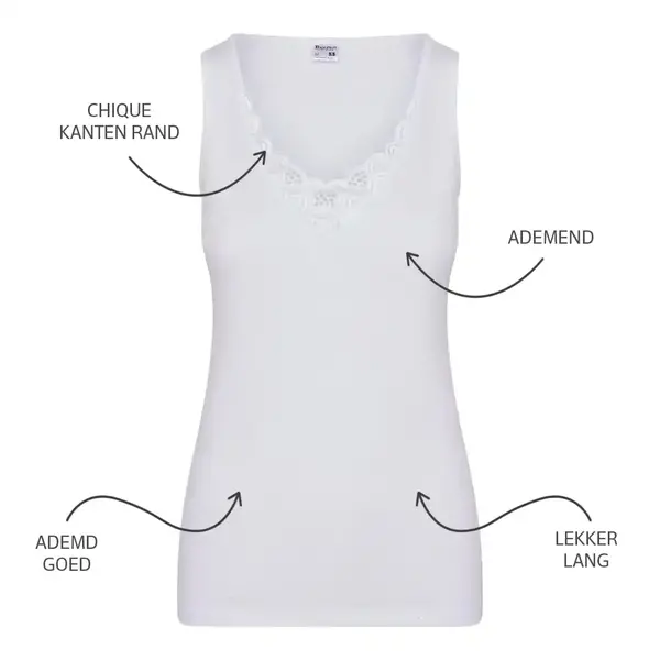 Beeren dames spencer Beatrix - Katoen - Hoge rug - Katoenen onderhemd - Brede bandjes - Naadloos Beeren dames spencer Beatrix - Katoen - Hoge rug - Katoenen onderhemd - Brede bandjes - Naadloos