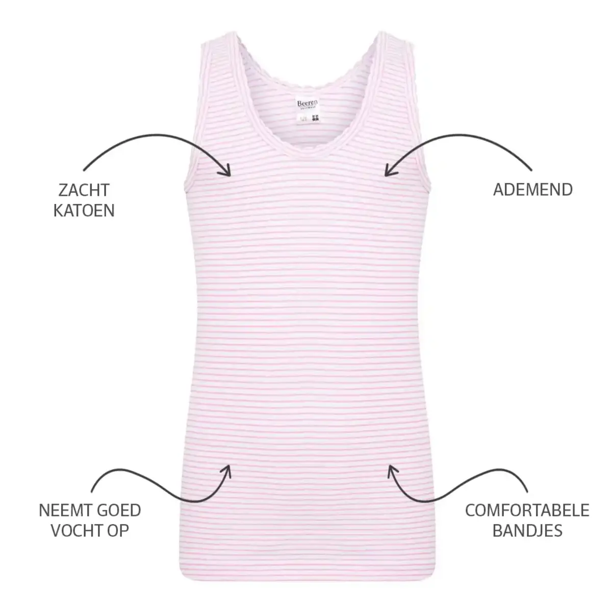 Beeren Cindy meisjes hemd - Katoen - Katoen - kinder singlet - Katoenen hemdje