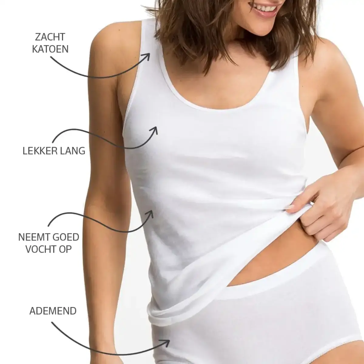 Beeren singlet hemd dames - Katoen - Carola - onderhemd - Zonder zijnaden - hemdjes dames Brede bandjes - wit Beeren singlet hemd dames - Katoen - Carola - onderhemd - Zonder zijnaden - hemdjes dames Brede bandjes - wit