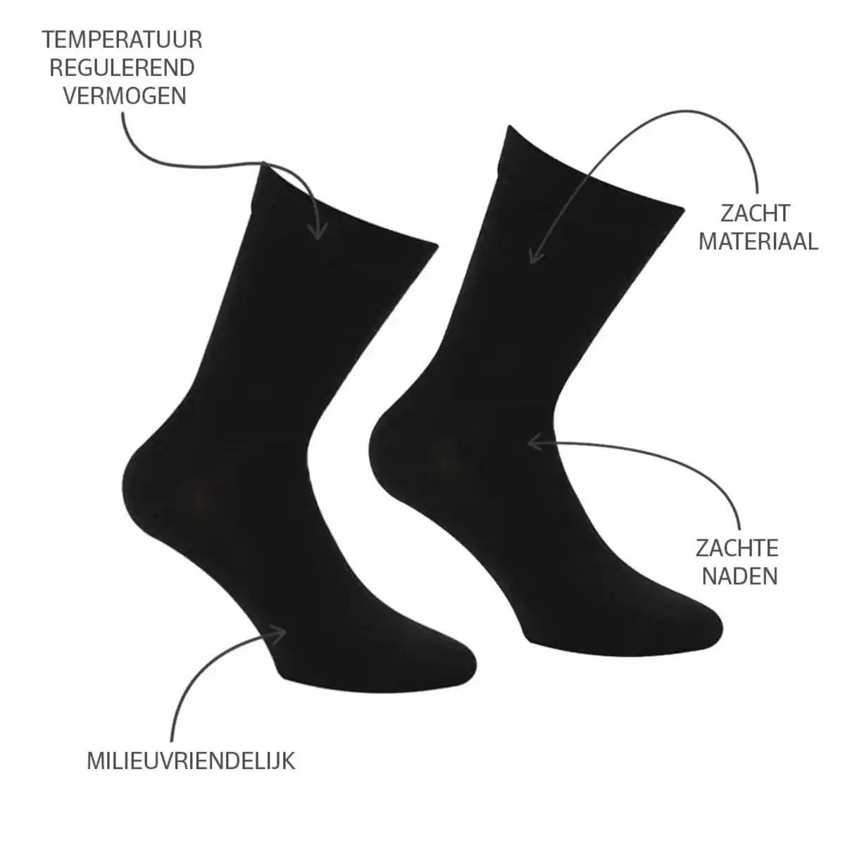 Boru Bamboo sokken - 1 paar - Hoge bamboe sokken, dames, heren - zwart, beige Boru Bamboo sokken - 1 paar - Hoge bamboe sokken, dames, heren - zwart, beige