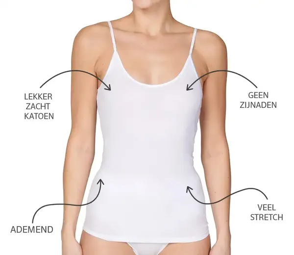 Beeren dames spaghetti hemd comfort feeling  - Katoenen onderhemd  wit, zwart  - Singlet smalle bandjes