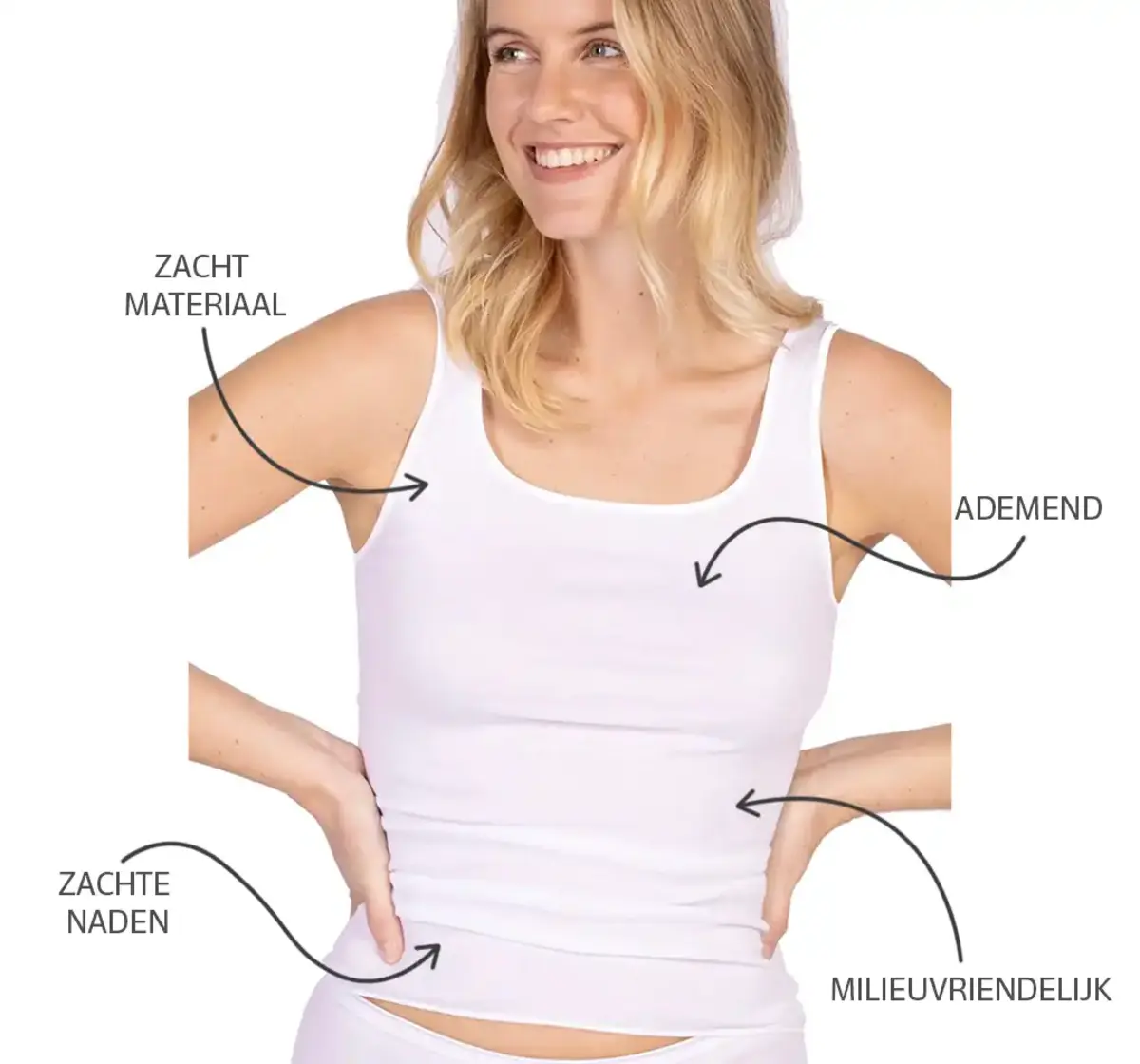 Nina von C dames hemd biologisch katoen  - Singlet - Biologisch -  100% katoen - wit, zwart