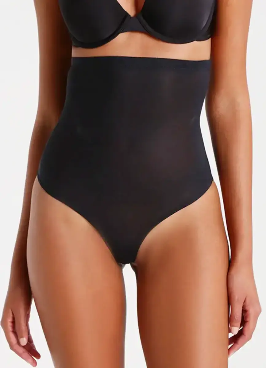 Magic corrigerende string hoog - Hi Waist Thong - Hoge correctie shapewear string - Huidskleur - zwart