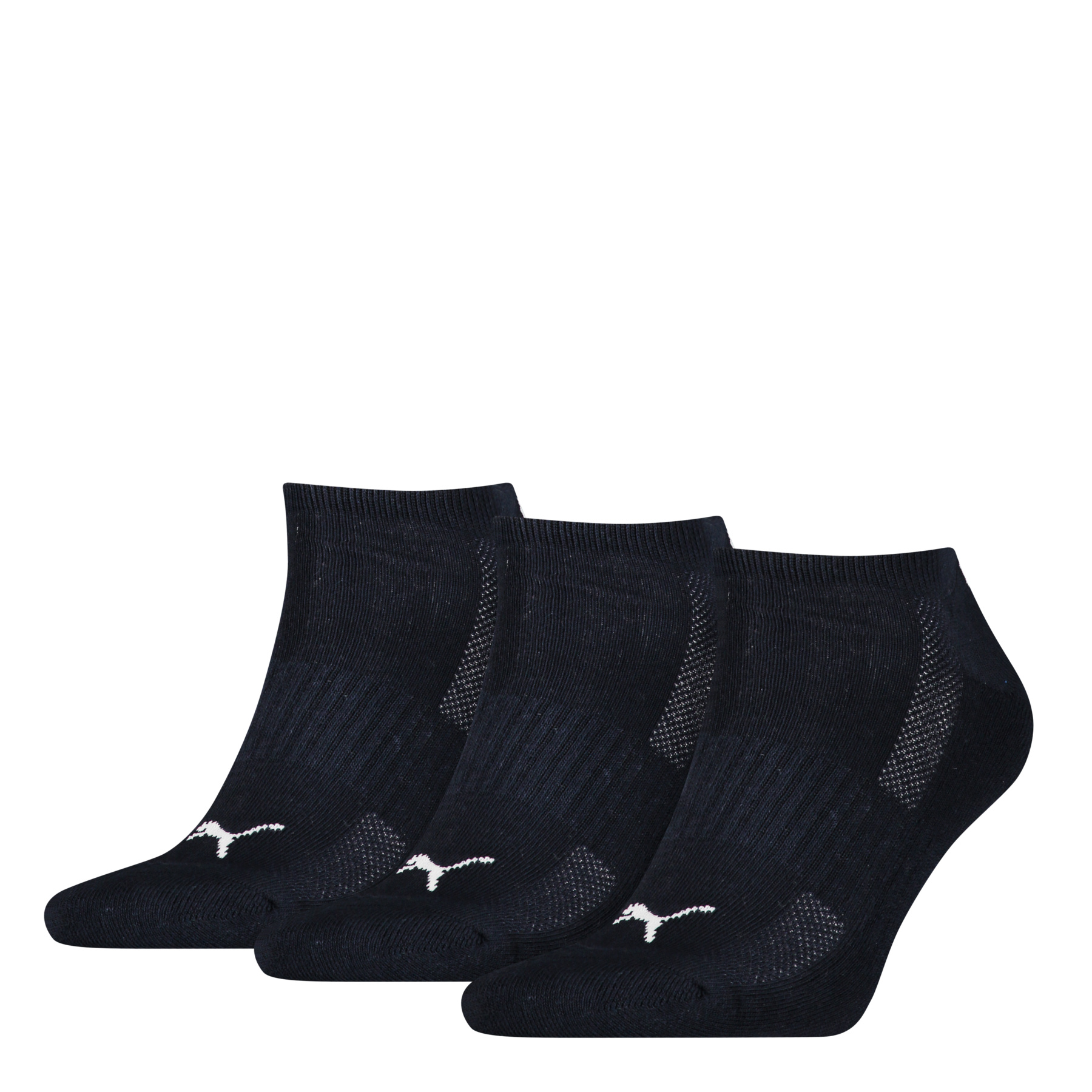 Puma 3-Paar Sneaker sokken met zachte badstof zool - Ademend mesh gedeelte - Elastisch katoen- Wit - Zwart - Grijs