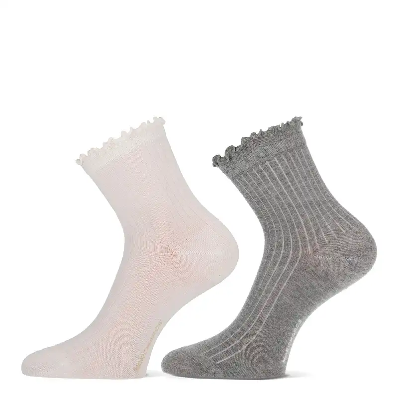 Marcmarcs 2-pack bamboe dames sokken - Kanten randje - Kanten bamboe sokken