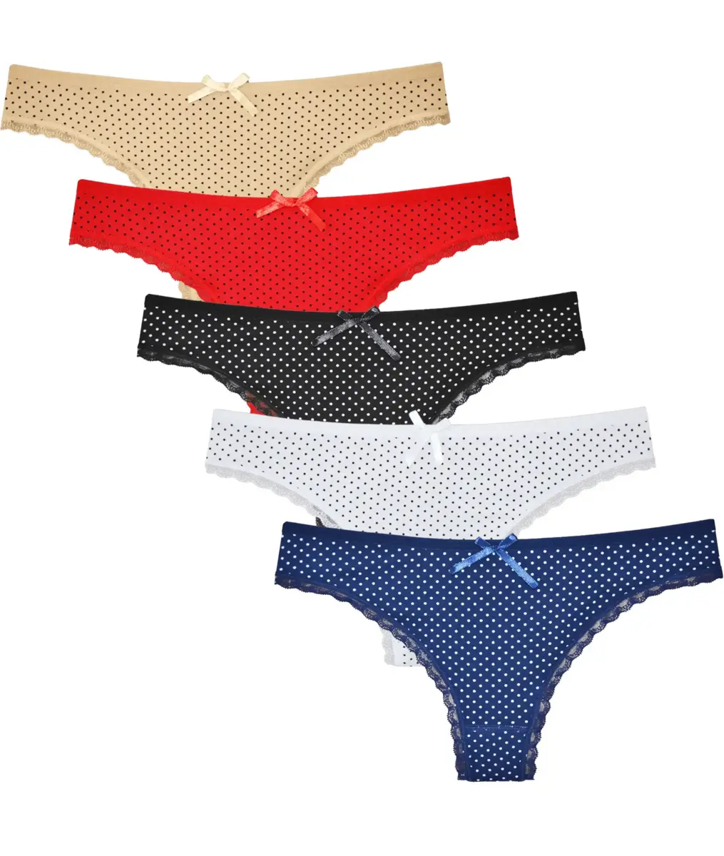 Fine woman 5-pack string Stippel - 806 - Multipack katoenen dames strings