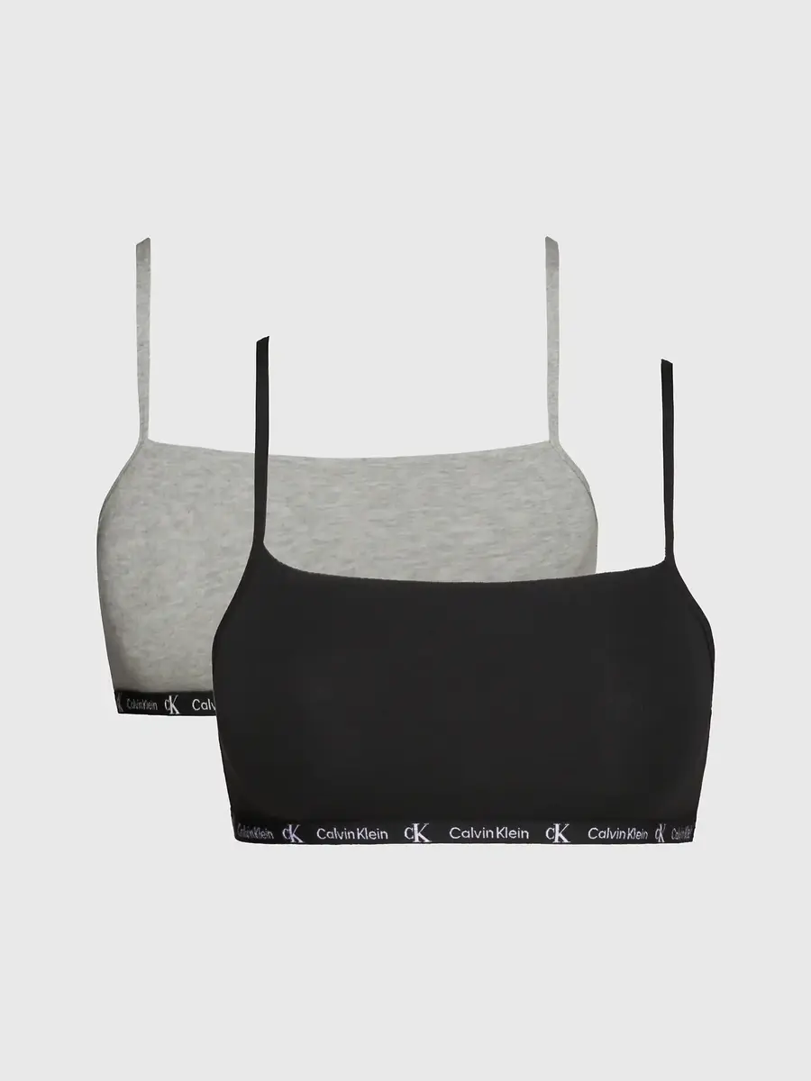 Calvin Klein 2-Pack bralette katoen zonder Beugel - CK96 - Dames bh topje met verstelbare spaghetti bandjes