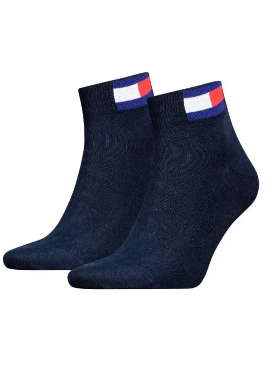 Tommy Hilfiger 2-pack - Quarter Sokken - Katoenen half hoge sokken met vlag Tommy Hilfiger 2-pack - Quarter Sokken - Katoenen half hoge sokken met vlag