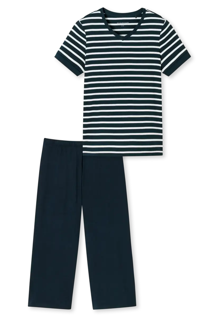 Schiesser dames pyjama korte mouw - Casual Essentials - Katoenen capri pyjama Schiesser dames pyjama korte mouw - Casual Essentials - Katoenen capri pyjama