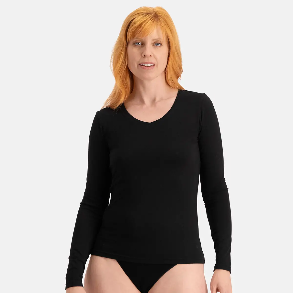 Bamboo Basics 2-pak dames shirts lange mouw V-hals - Liv - Comfortabel Bamboe ondershirts