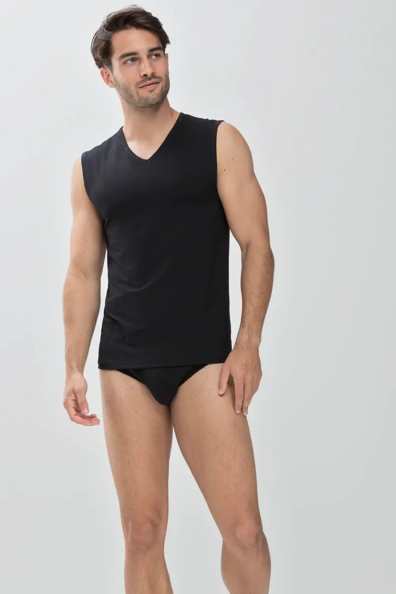 Mey heren Mouwloos shirt V-hals - Dry Cotton - Katoenen shirts zonder mouwen zwart