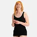 Bamboo Basics 2-pak Extra lange hemden dames - brede band - Anna - Extra ang dames onderhemd - wit en zwart singlet - Zwart