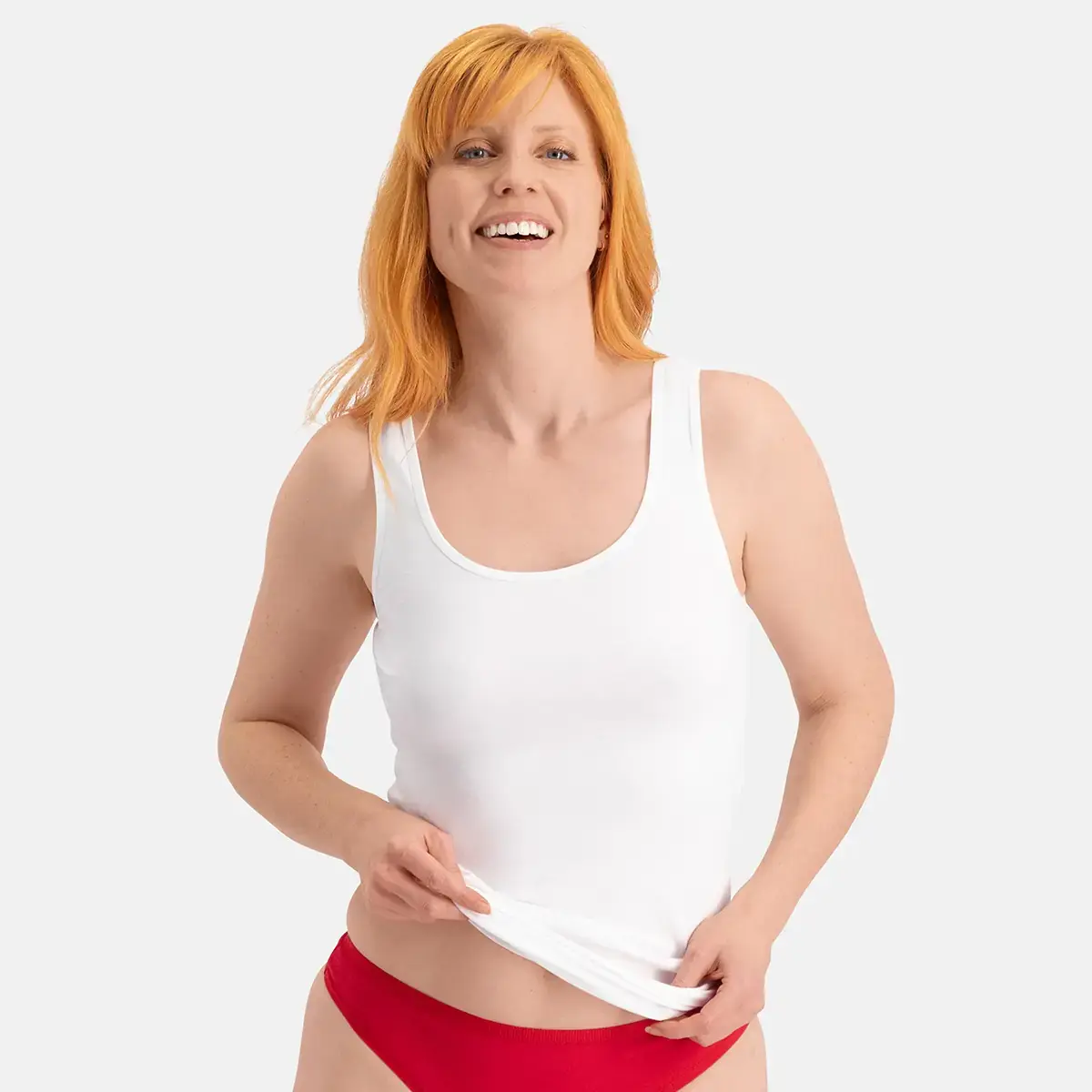 Bamboo Basics 2-pak Extra lange hemden dames - brede band - Anna - Extra ang dames onderhemd - wit en zwart singlet