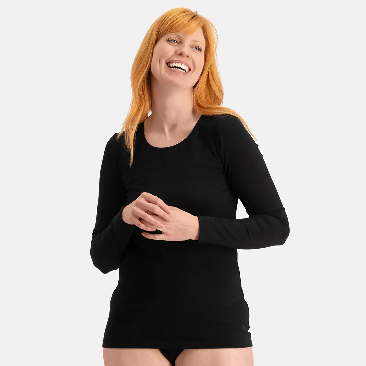 Bamboo Basics 2-pak Extra lange shirts Lange mouw - Lara - Lange dames ondershirts met ronde hals