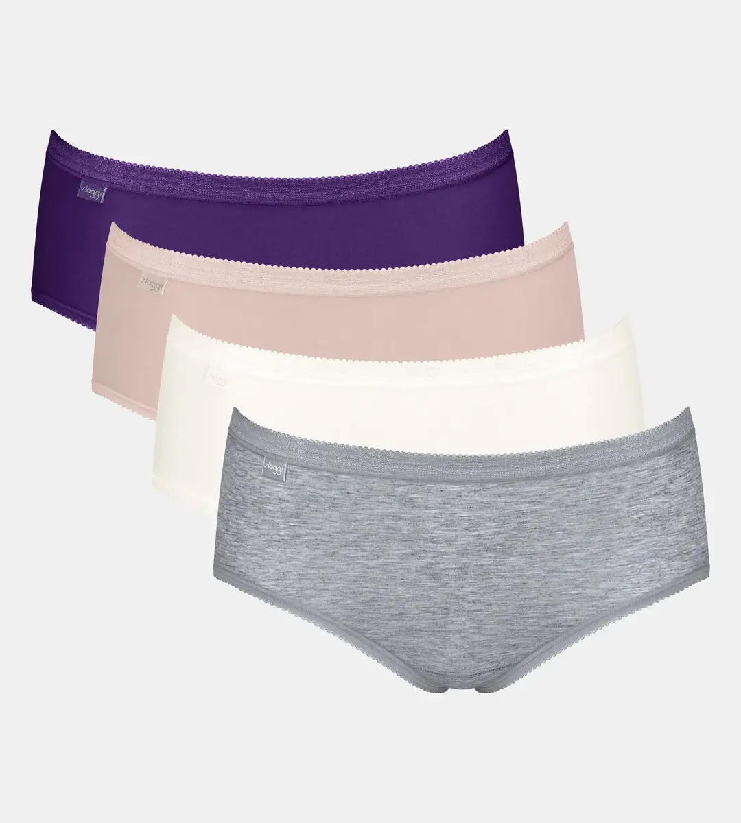 Sloggi 4-pack dames Basic Midi slips - Purple Summer - Katoenen dames heup onderbroeken