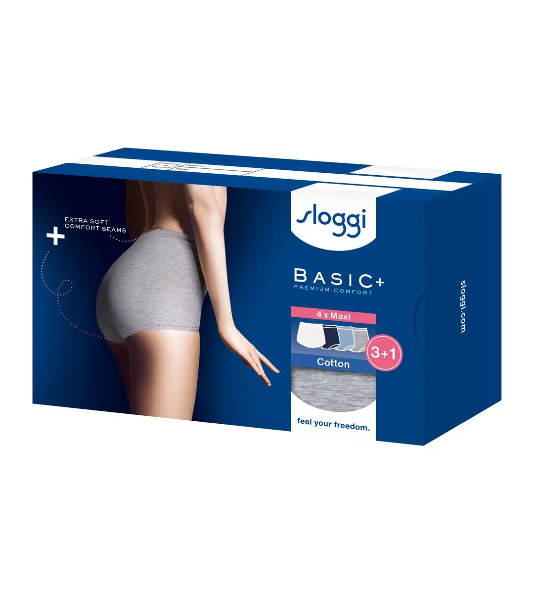 Sloggi 4-pack dames Basic Maxi slips - Blue Summer - katoenen dames taille onderbroeken Sloggi 4-pack dames Basic Maxi slips - Blue Summer - katoenen dames taille onderbroeken