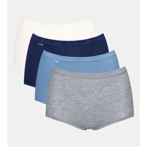 Sloggi 4-pack dames Basic Maxi slips - Blue Summer - katoenen dames taille onderbroeken Sloggi 4-pack dames Basic Maxi slips - Blue Summer - katoenen dames taille onderbroeken