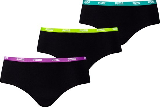 Puma 3-Pack dames Hipsters - Zwarte Katoenen dames onderbroeken - Shorts