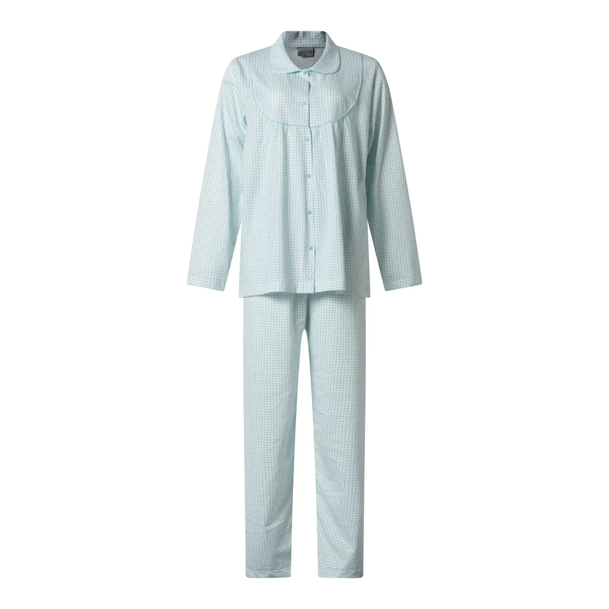 Lunatex tricot dames pyjama lange mouw - 4215 - katoenen dames pyjama met knoopsluiting - Doorknoop