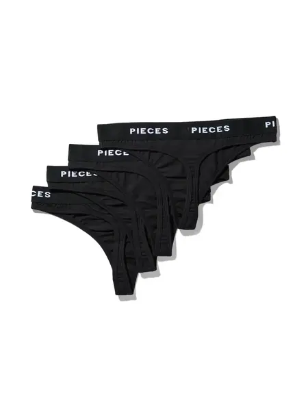 Pieces 4-Pack Dames string - Klassiek - Multipack katoenen dames strings zwart Pieces 4-Pack Dames string - Klassiek - Multipack katoenen dames strings zwart