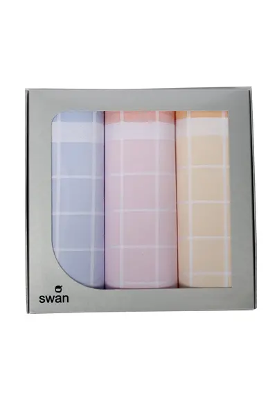 Swan 3 stuks Dames zakdoeken Ruit