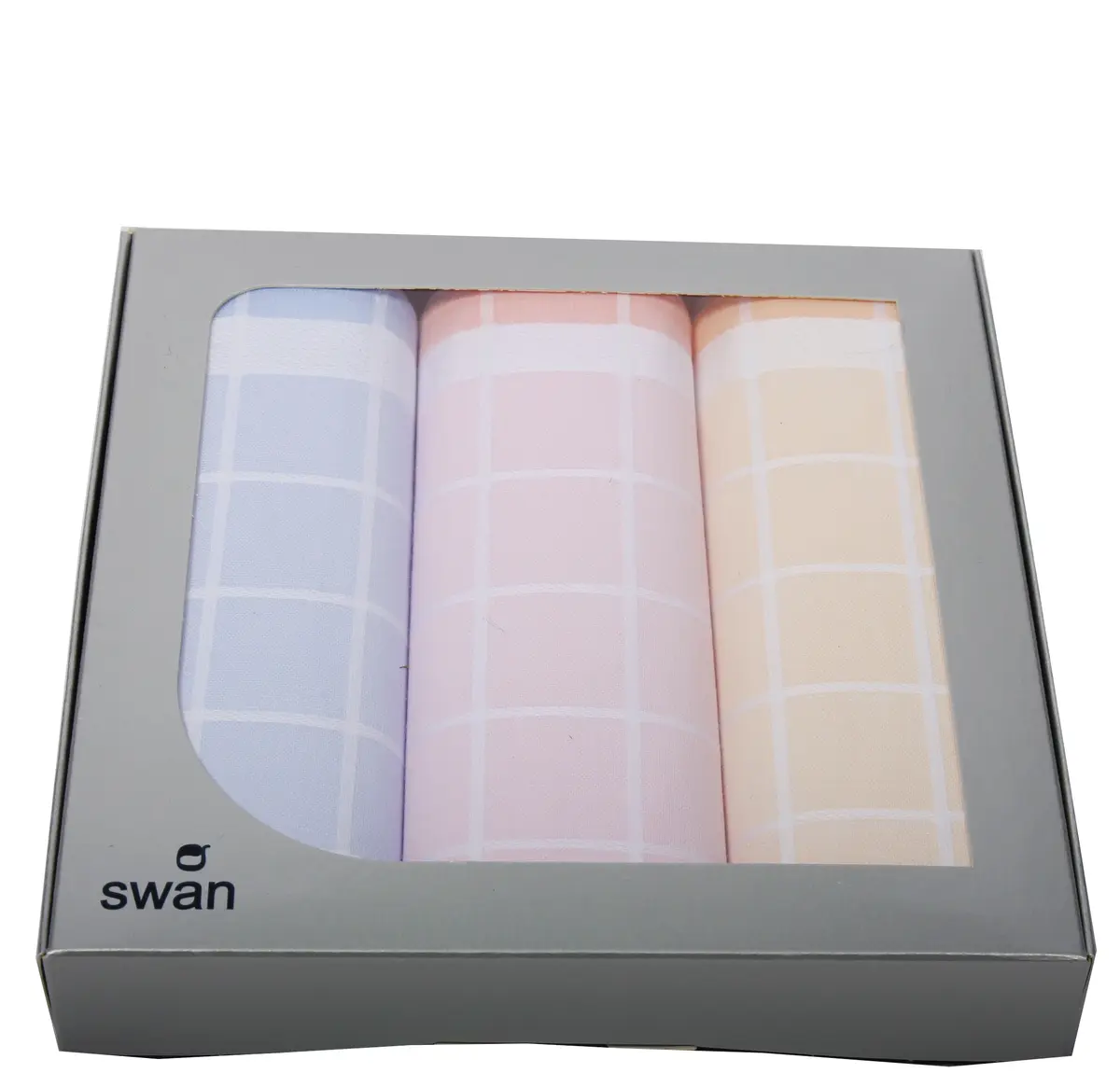 Swan 3 stuks Dames zakdoeken Ruit - Cadeauverpakking katoenen zakdoeken