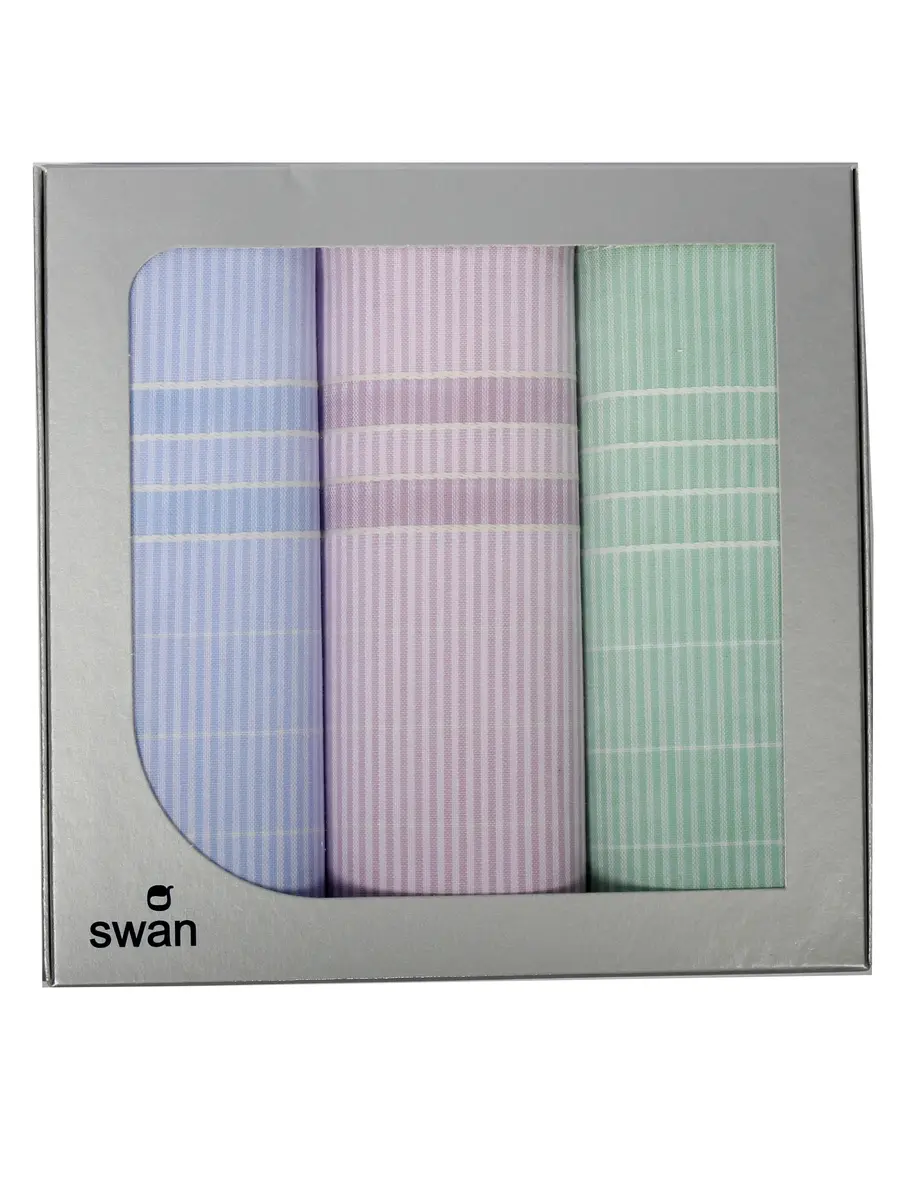 Swan 3 stuks Dames zakdoeken Debby - Cadeauverpakkking stoffen zakdoeken vrouwen