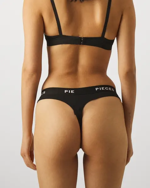 Pieces 4-Pack Dames string - Klassiek - Multipack katoenen dames strings zwart Pieces 4-Pack Dames string - Klassiek - Multipack katoenen dames strings zwart