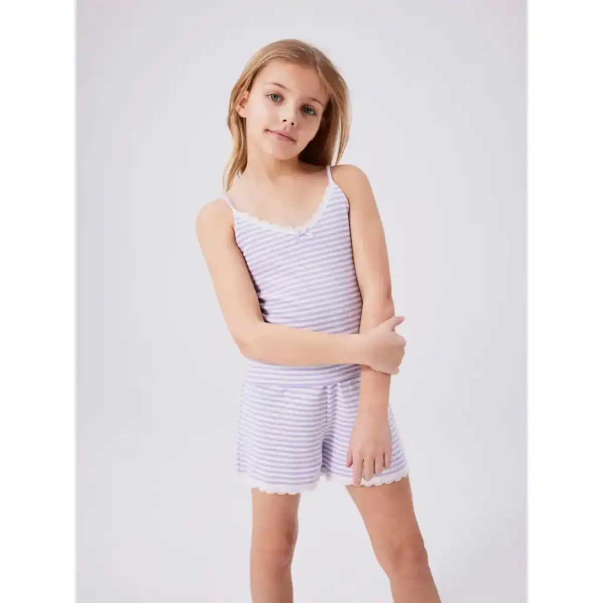 Name it meisjes pyjama set - Heirloom Lilac - Kinder shortama biologisch katoen