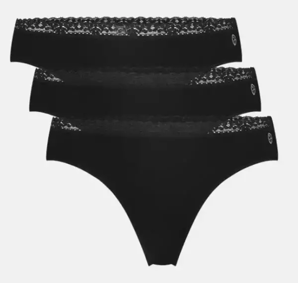 Bamboo Basics 3-pak strings dames - Amber - Comfortabele kanten bamboe strings