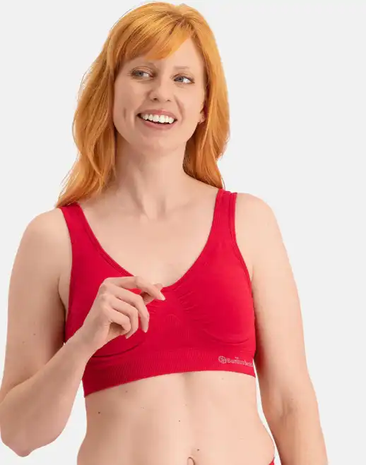 Bamboo Basics naadloze gevulde bh top - Fleur - Rode bamboe bralette met vulling