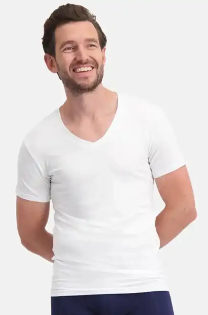 Bamboo Basics 2-pak heren T-shirts V-hals - slim fit - Vigo - Strakke Bamboe heren ondershirts