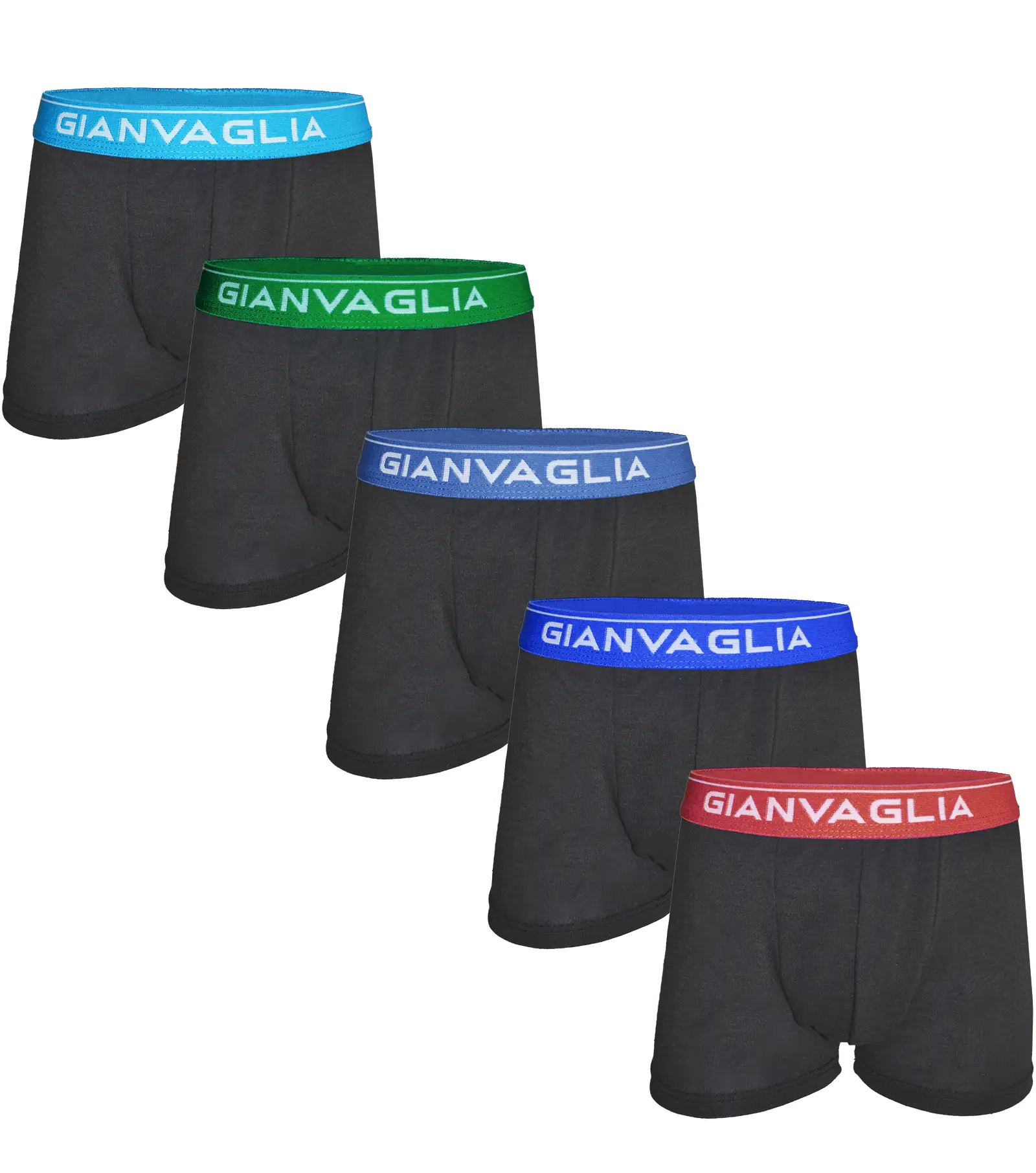 Gianvaglia jongens boxershorts 5-Pack Black Colour - Katoenen kinder onderbroeken