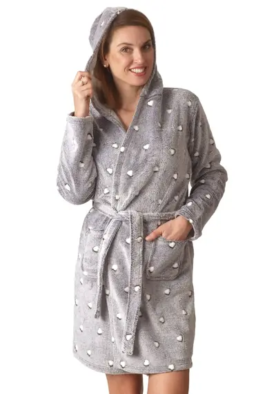 Cocodream dames badjas fleece - Dots Cocodream dames badjas fleece - Dots