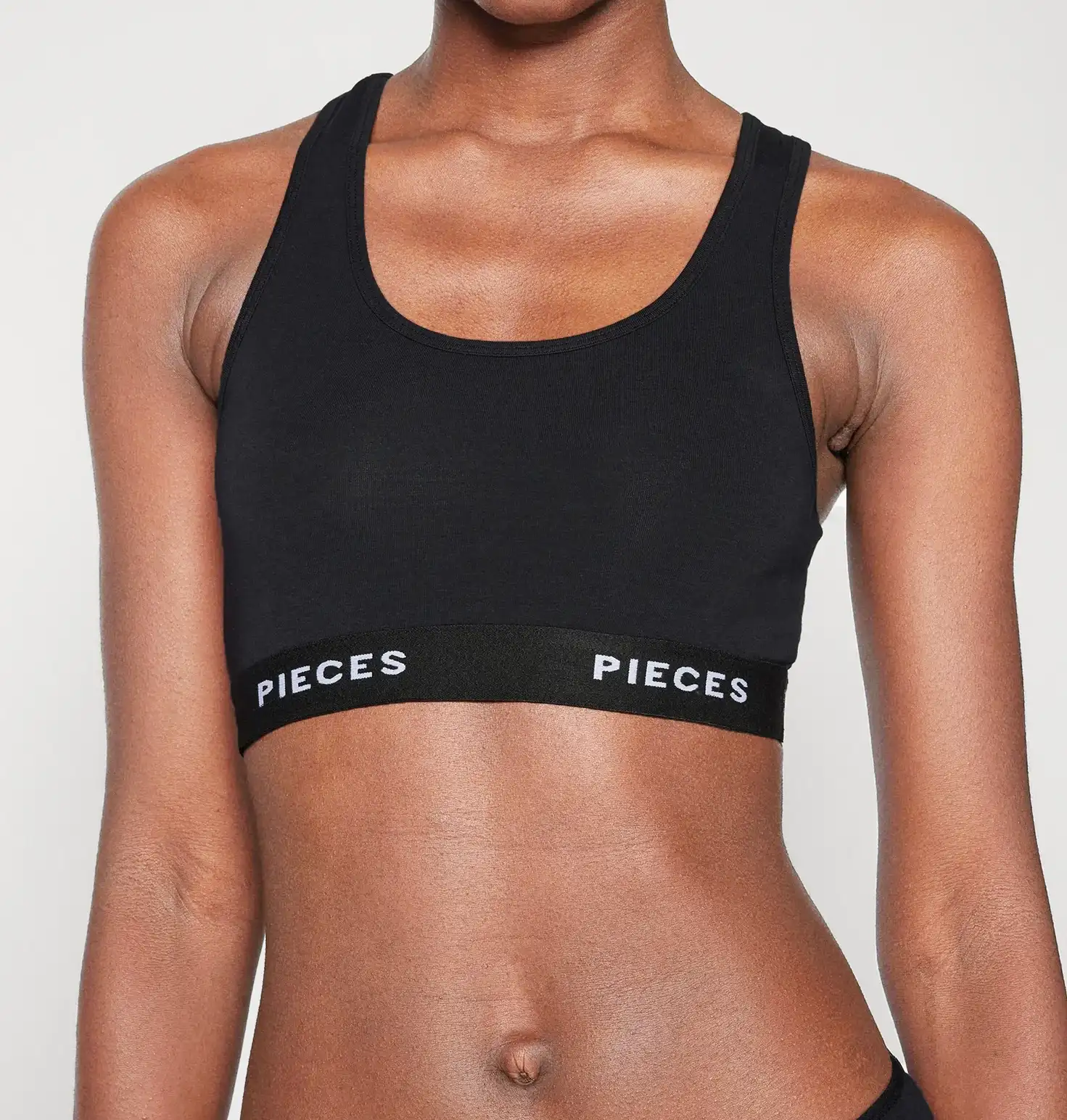 Pieces 2-Pack Bustier dames Top - Zonder vulling - Katoenen bralette met brede bandjes - Bh Topje