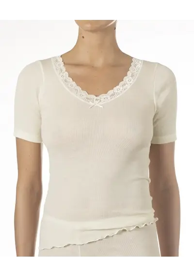 Nina von C dames wollen T-shirt met kant Nina von C dames wollen T-shirt met kant