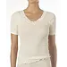 Nina von C dames wollen T-shirt met kant - Merino wollen thermo ondergoed korte mouw - Champagne
