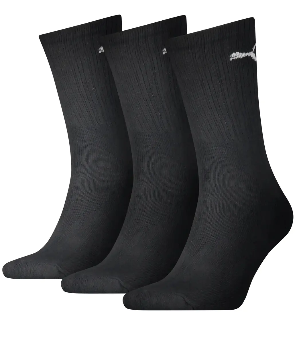 Puma 3-paar Crew sport sokken - Katoenen ademende sportsokken voor dames en heren - Zwart - Grijs - Donkerblauw Puma 3-paar Crew sport sokken - Katoenen ademende sportsokken voor dames en heren - Zwart - Grijs - Donkerblauw