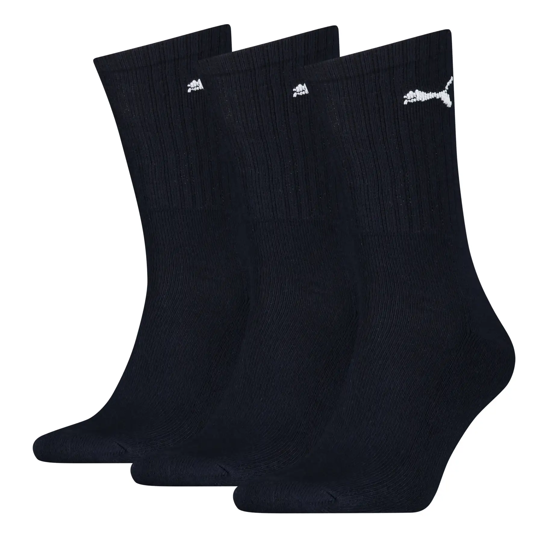 Puma 3-paar Crew sport sokken - Katoenen ademende sportsokken voor dames en heren - Zwart - Grijs - Donkerblauw