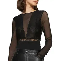 Pieces kanten body lange mouw zwart- Sicca Bodystocking Pieces kanten body lange mouw zwart- Sicca Bodystocking