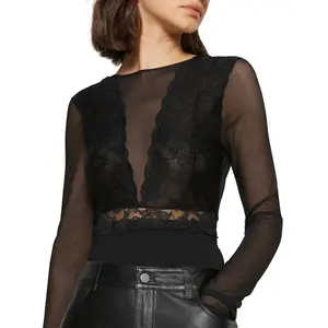 Pieces kanten body lange mouw zwart- Sicca Bodystocking - Luxe lingerie bodysuit - Zwart - Bordeaux Pieces kanten body lange mouw zwart- Sicca Bodystocking - Luxe lingerie bodysuit - Zwart - Bordeaux