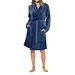 HL-tricot dames badjas fleece - Comfort - Warme winter ochtendjas - Badjassen dames - Blauw