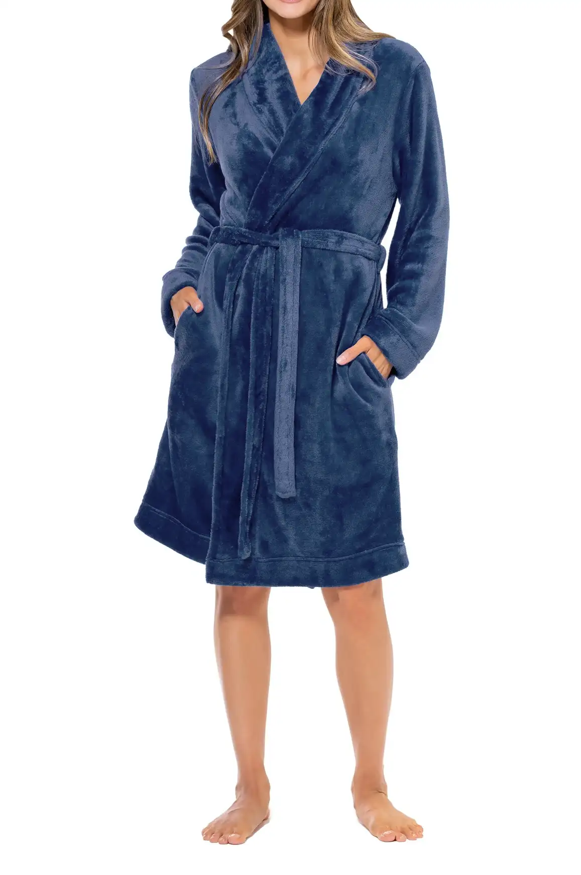 HL-tricot dames badjas fleece - Comfort - Warme winter ochtendjas - Badjassen dames